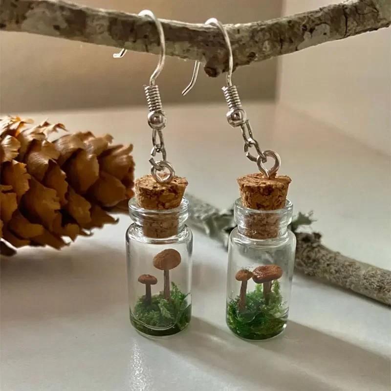 Real Mushroom Earrings Jar/Bot - Preserved Moss Sheet review and price